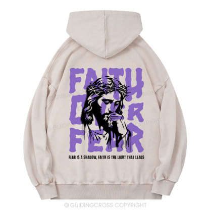 Faith Over Fear Christian Washed Hoodie