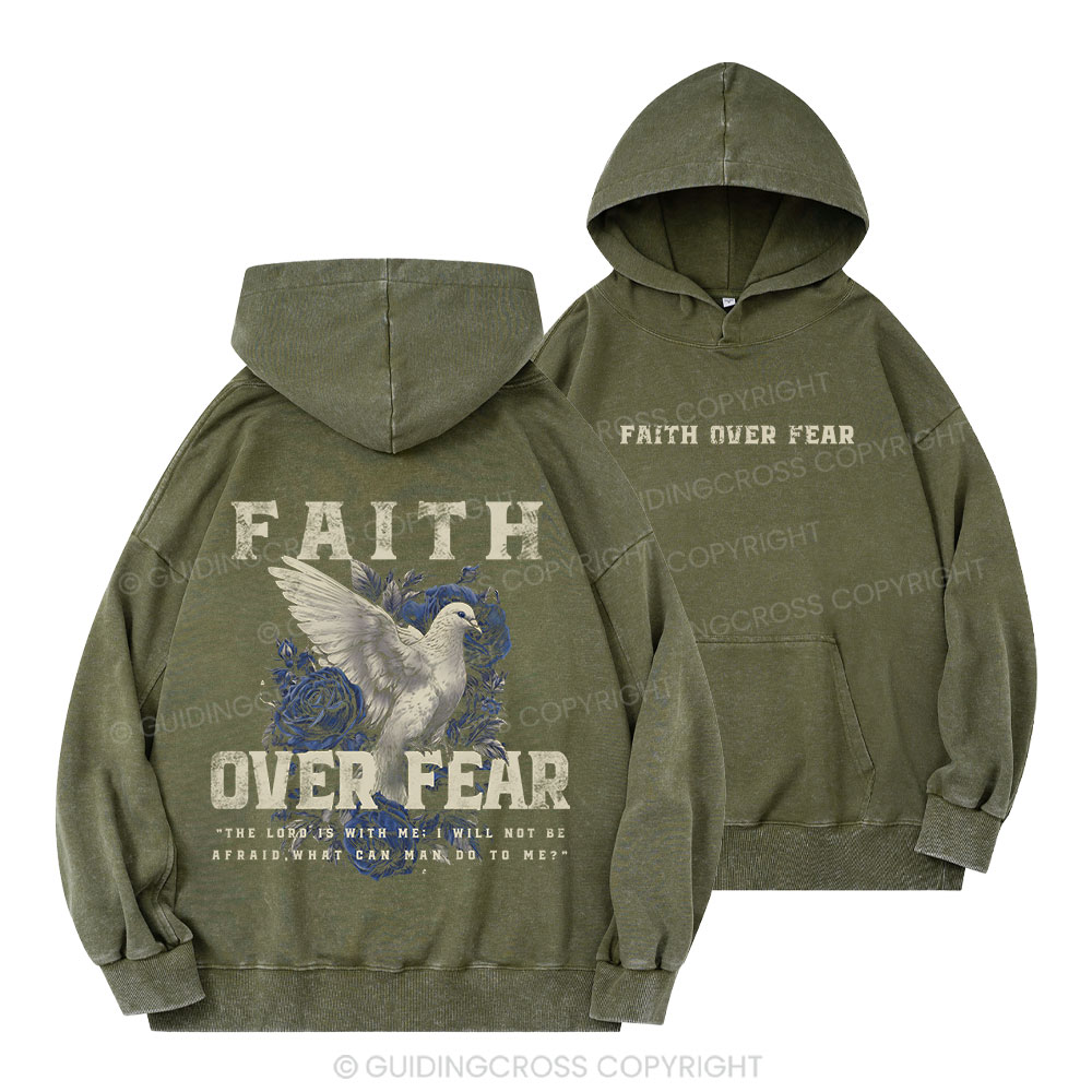 Faith Over Fear Christian Washed Hoodie 