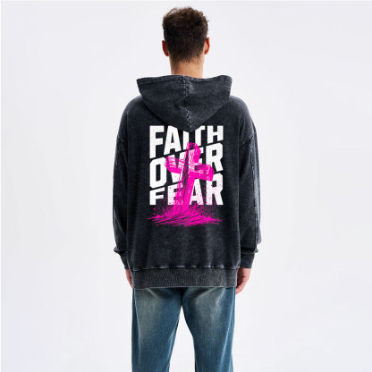 Faith Over Fear Christian Washed Hoodie