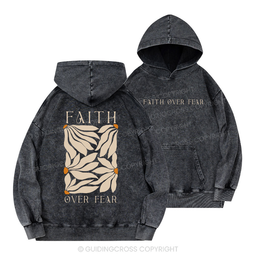 Faith Over Fear Christian Washed Hoodie