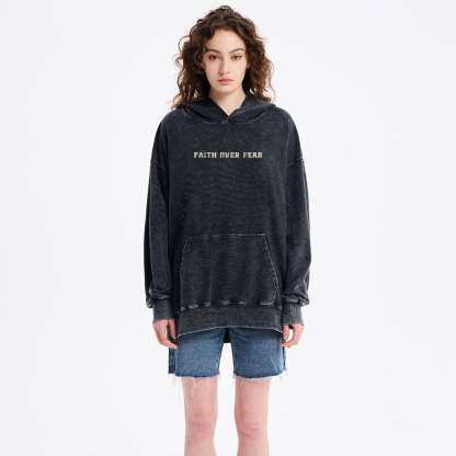 Faith Over Fear Christian Washed Hoodie 