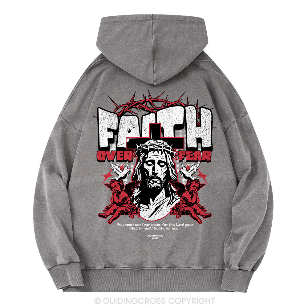 Faith Over Fear Christian Washed Hoodie