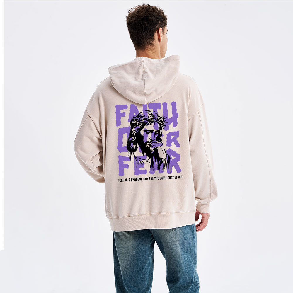 Faith Over Fear Christian Washed Hoodie
