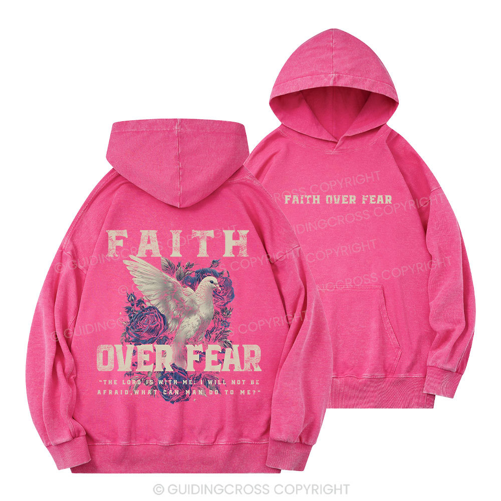 Faith Over Fear Christian Washed Hoodie 