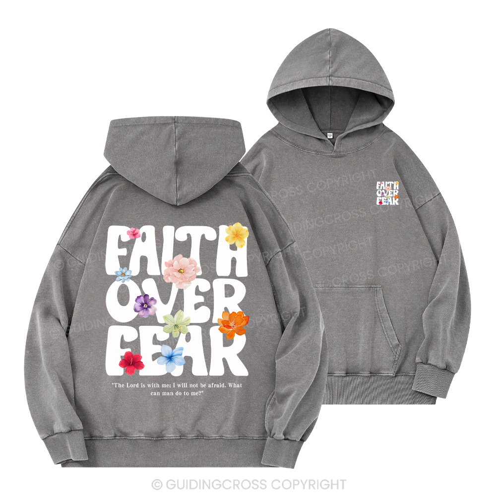 Faith Over Fear Christian Washed Hoodie