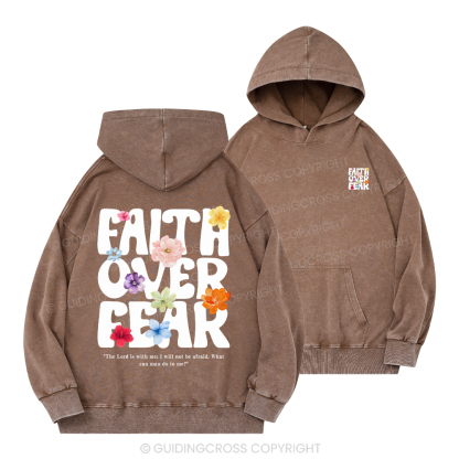 Faith Over Fear Christian Washed Hoodie