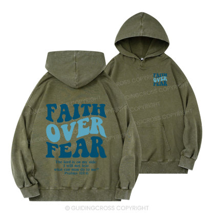 Faith Over Fear Christian Washed Hoodie