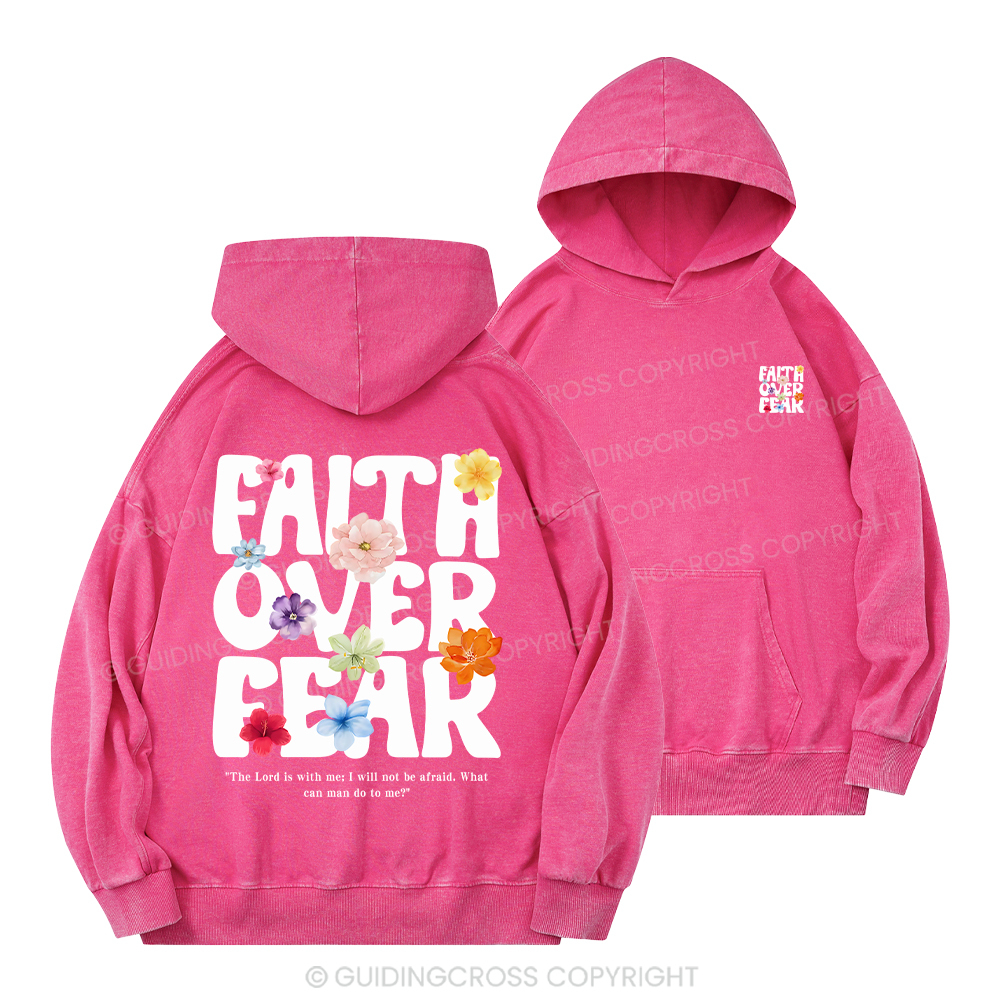 Faith Over Fear Christian Washed Hoodie