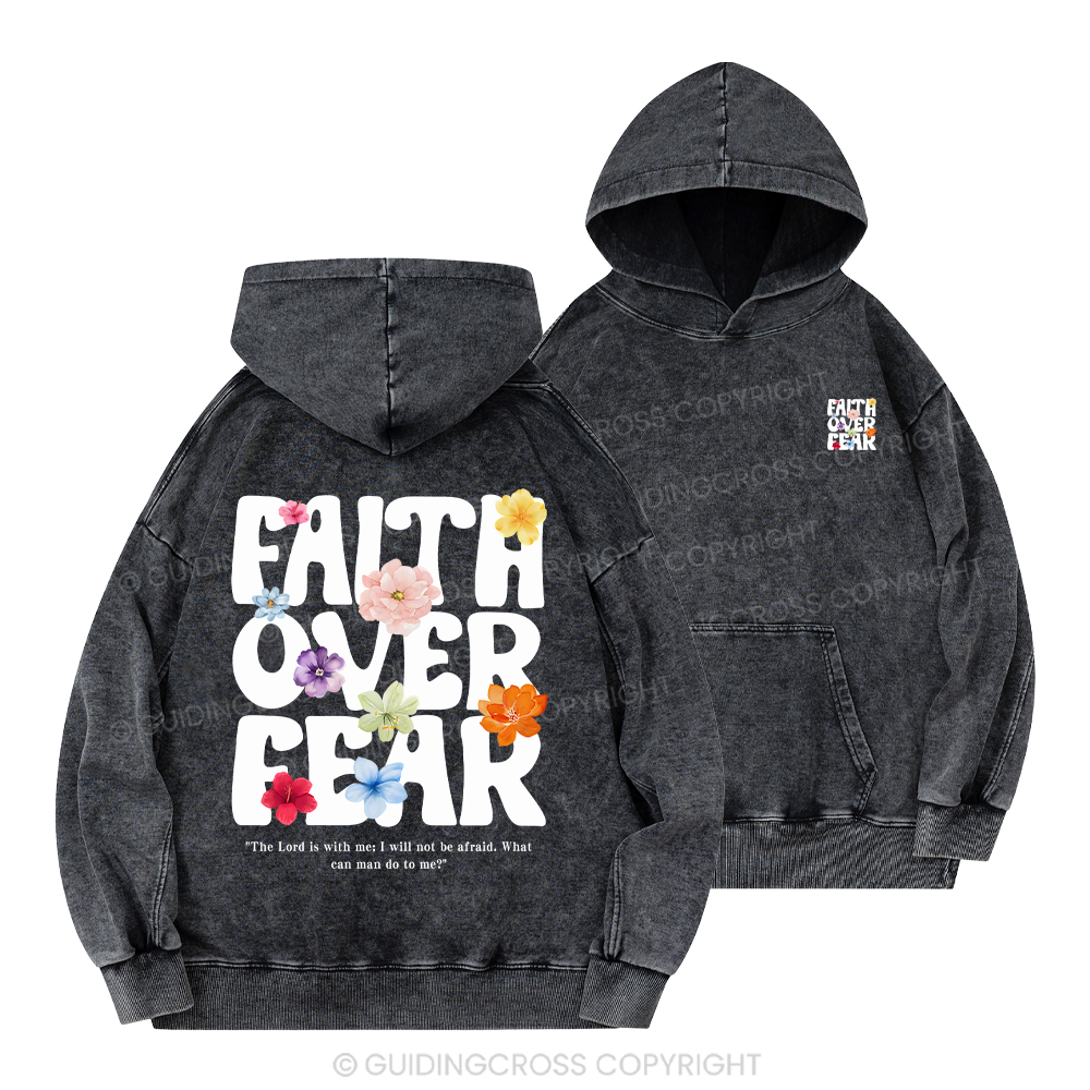 Faith Over Fear Christian Washed Hoodie