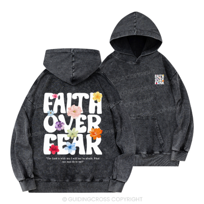 Faith Over Fear Christian Washed Hoodie