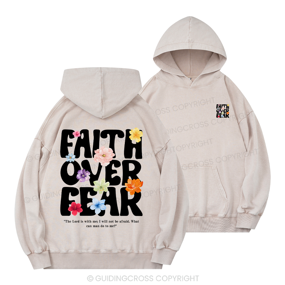 Faith Over Fear Christian Washed Hoodie
