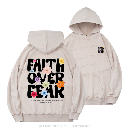 Faith Over Fear Christian Washed Hoodie