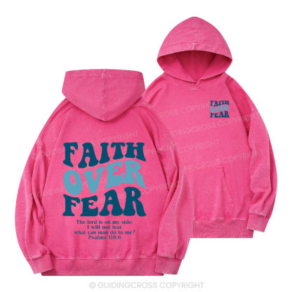 Faith Over Fear Christian Washed Hoodie