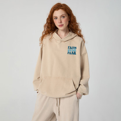 Faith Over Fear Christian Washed Hoodie