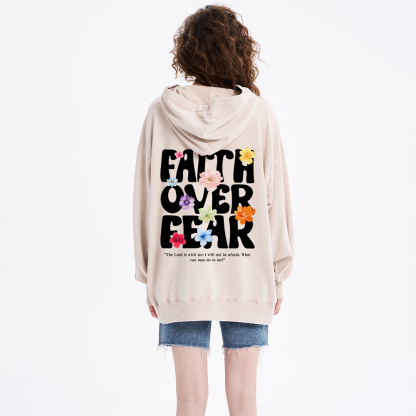 Faith Over Fear Christian Washed Hoodie