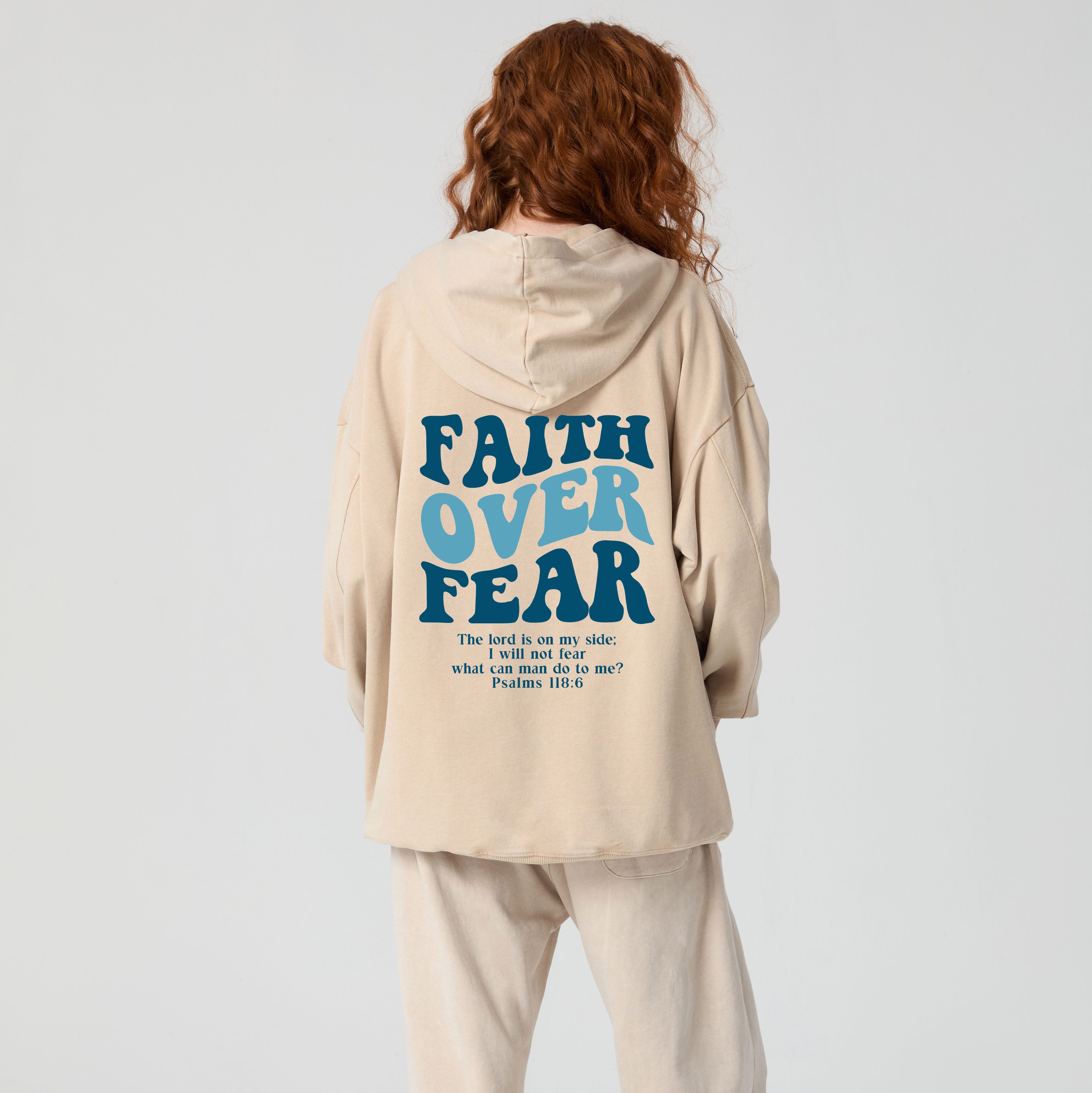 Faith Over Fear Christian Washed Hoodie