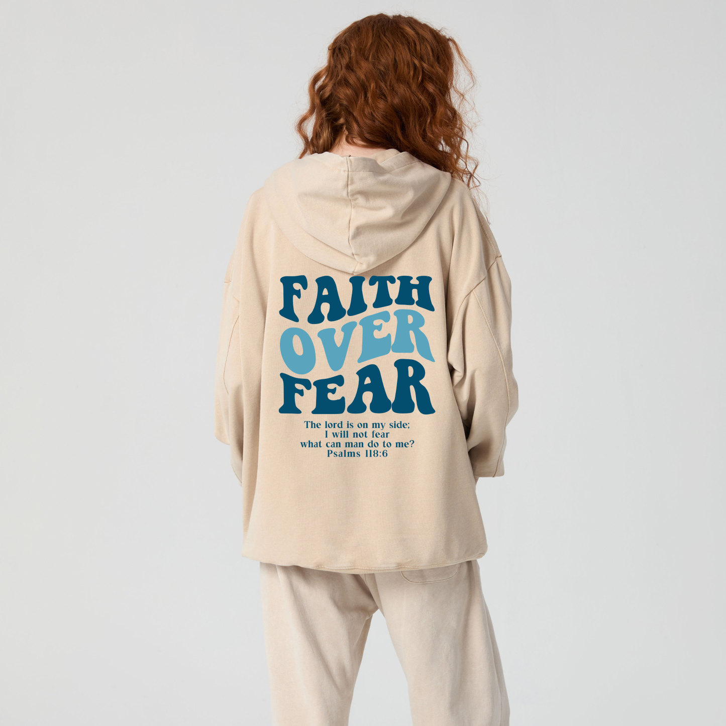 Faith Over Fear Christian Washed Hoodie