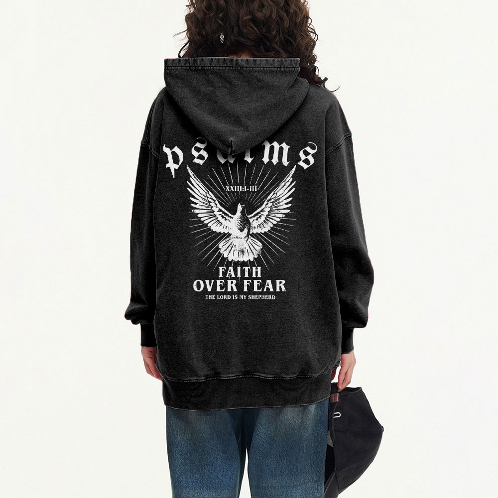 Faith Over Fear Christian Washed Hoodie