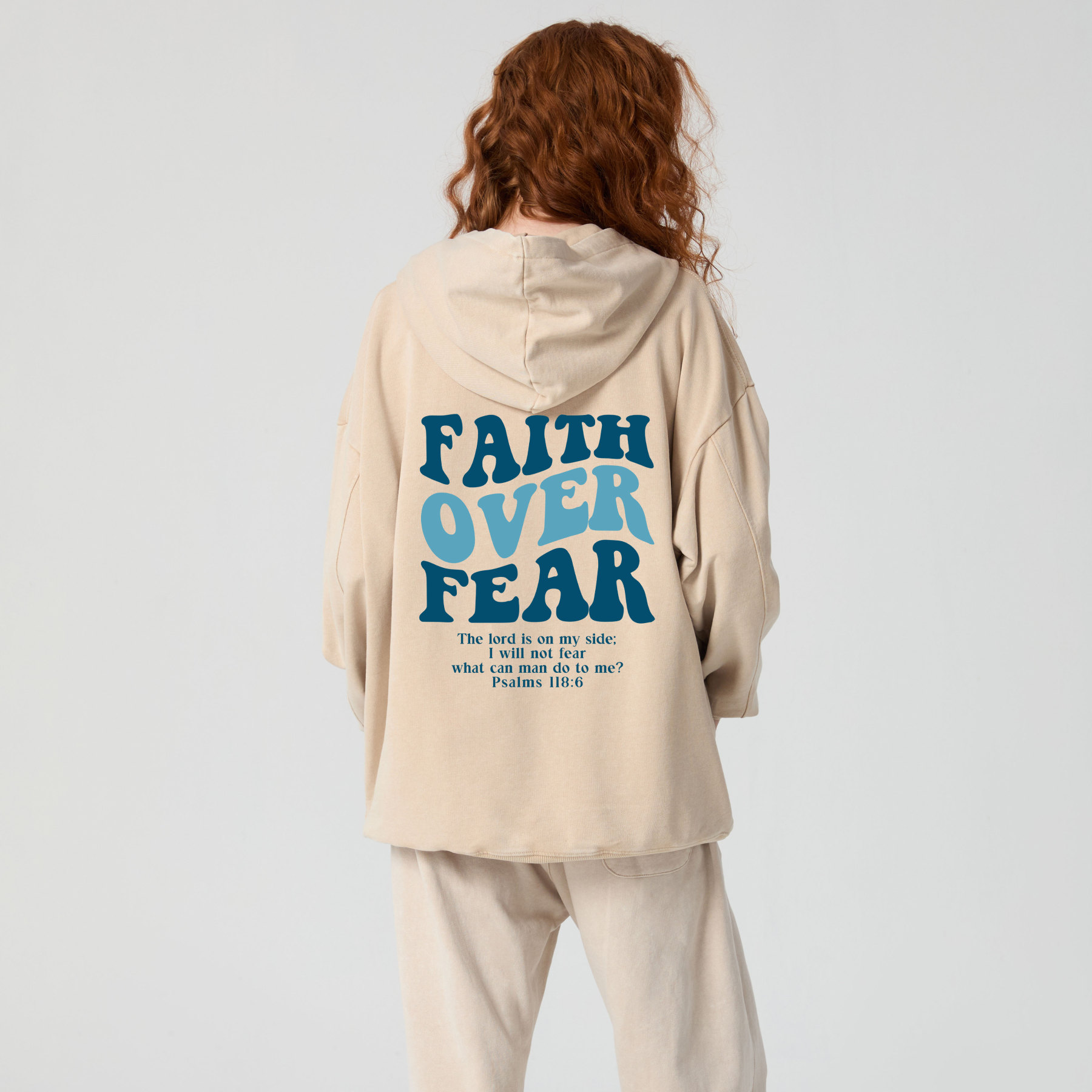Faith Over Fear Christian Washed Hoodie
