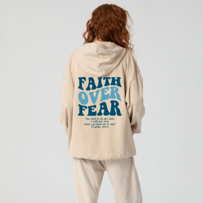 Faith Over Fear Christian Washed Hoodie