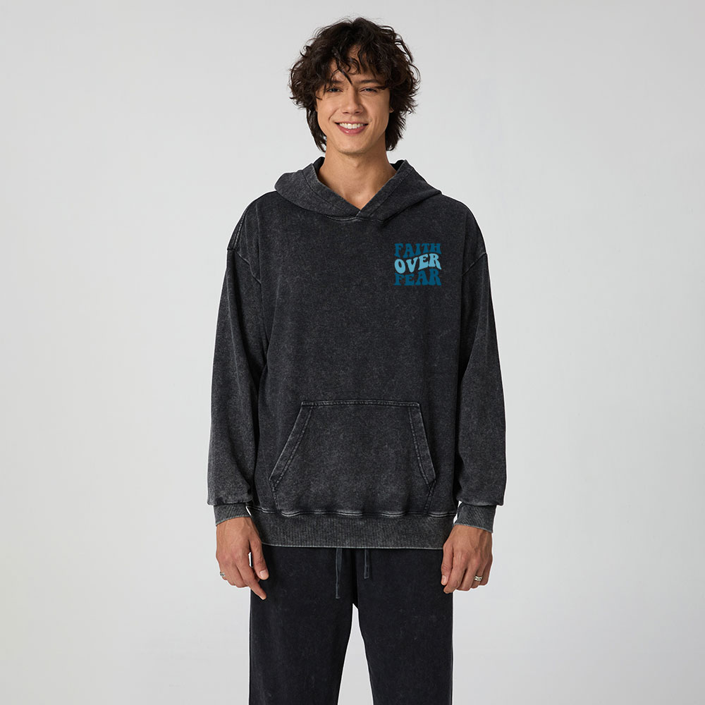 Faith Over Fear Christian Washed Hoodie