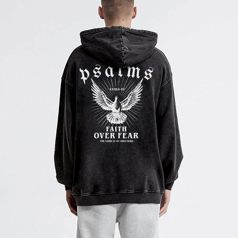 Faith Over Fear Christian Washed Hoodie