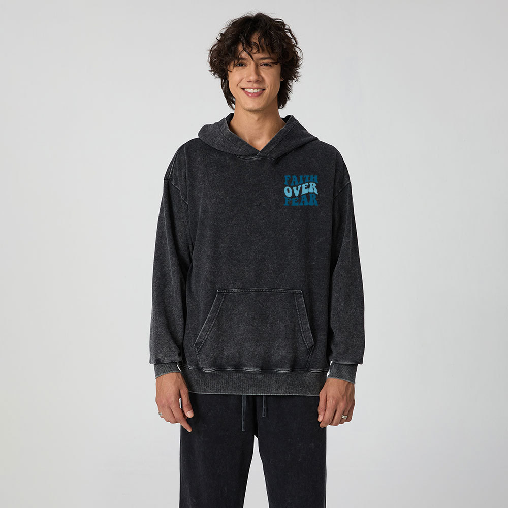 Faith Over Fear Christian Washed Hoodie