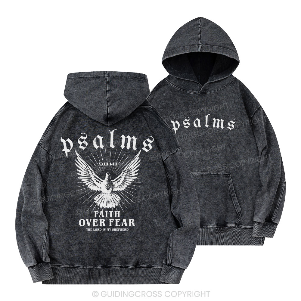 Faith Over Fear Christian Washed Hoodie