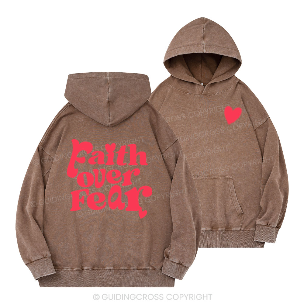 Faith Over Fear Christian Washed Hoodie