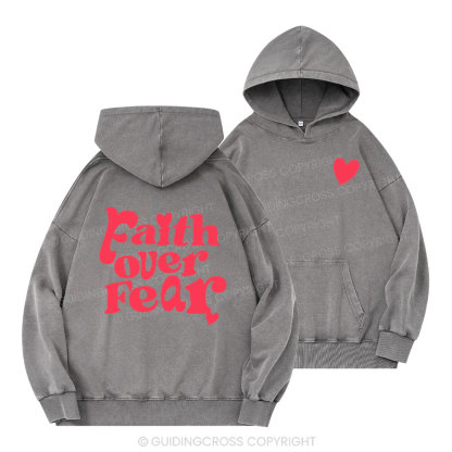 Faith Over Fear Christian Washed Hoodie