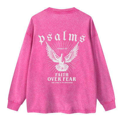 Faith Over Fear Christian Washed Long Sleeve  T-Shirt