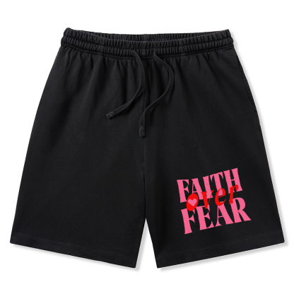 Faith Over Fear Christian Washed Shorts