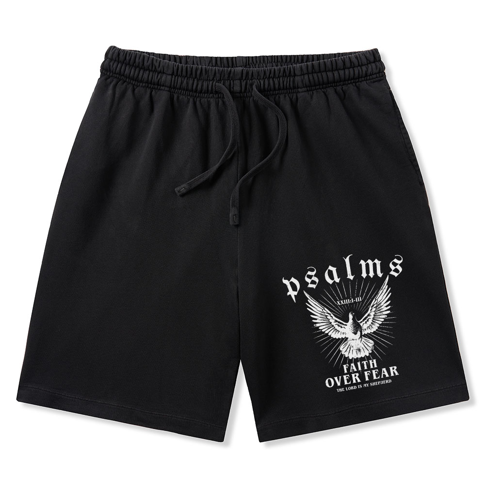 Faith Over Fear Christian Washed Shorts
