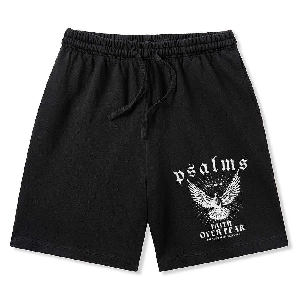 Faith Over Fear Christian Washed Shorts