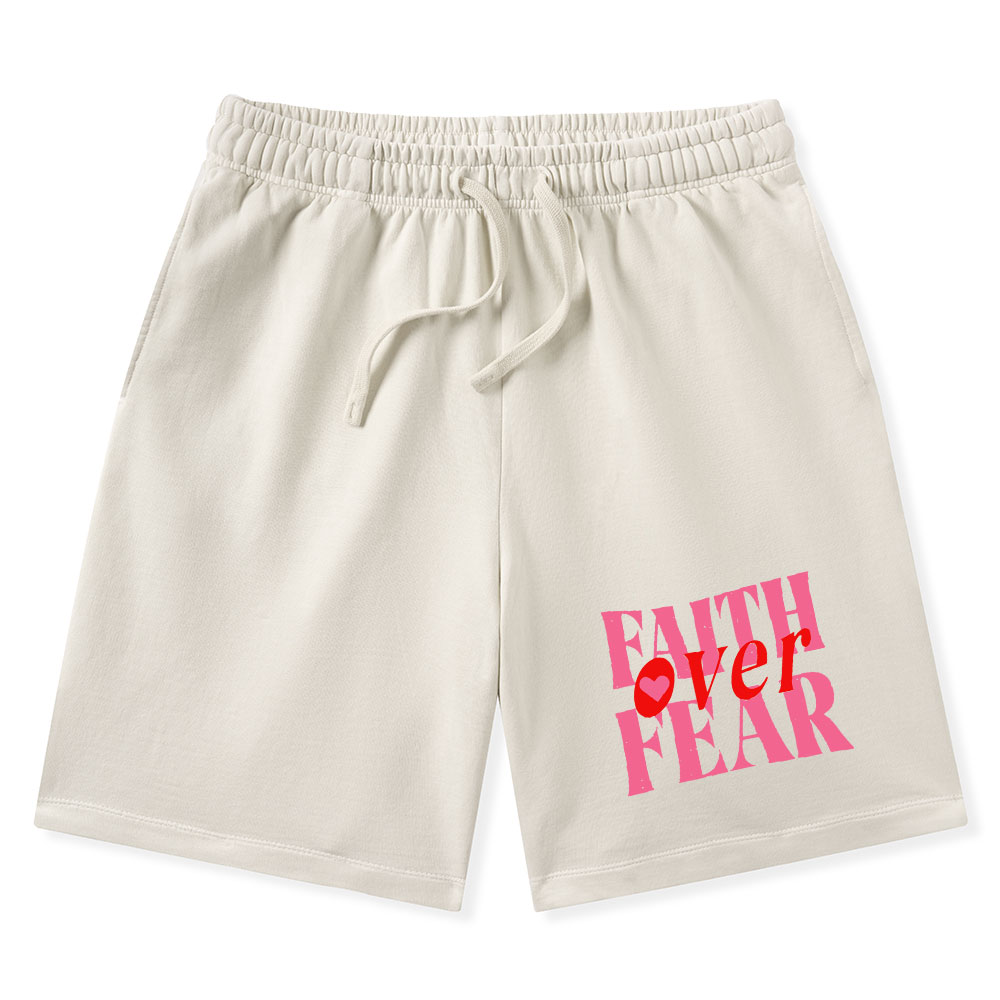 Faith Over Fear Christian Washed Shorts