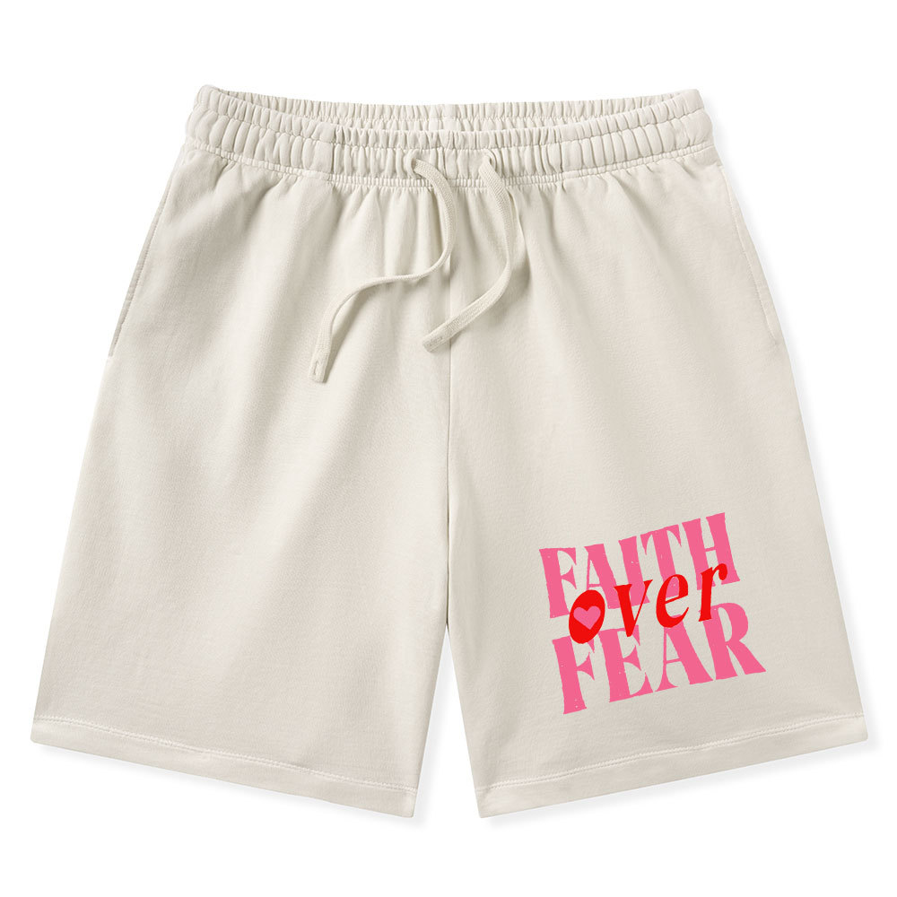 Faith Over Fear Christian Washed Shorts