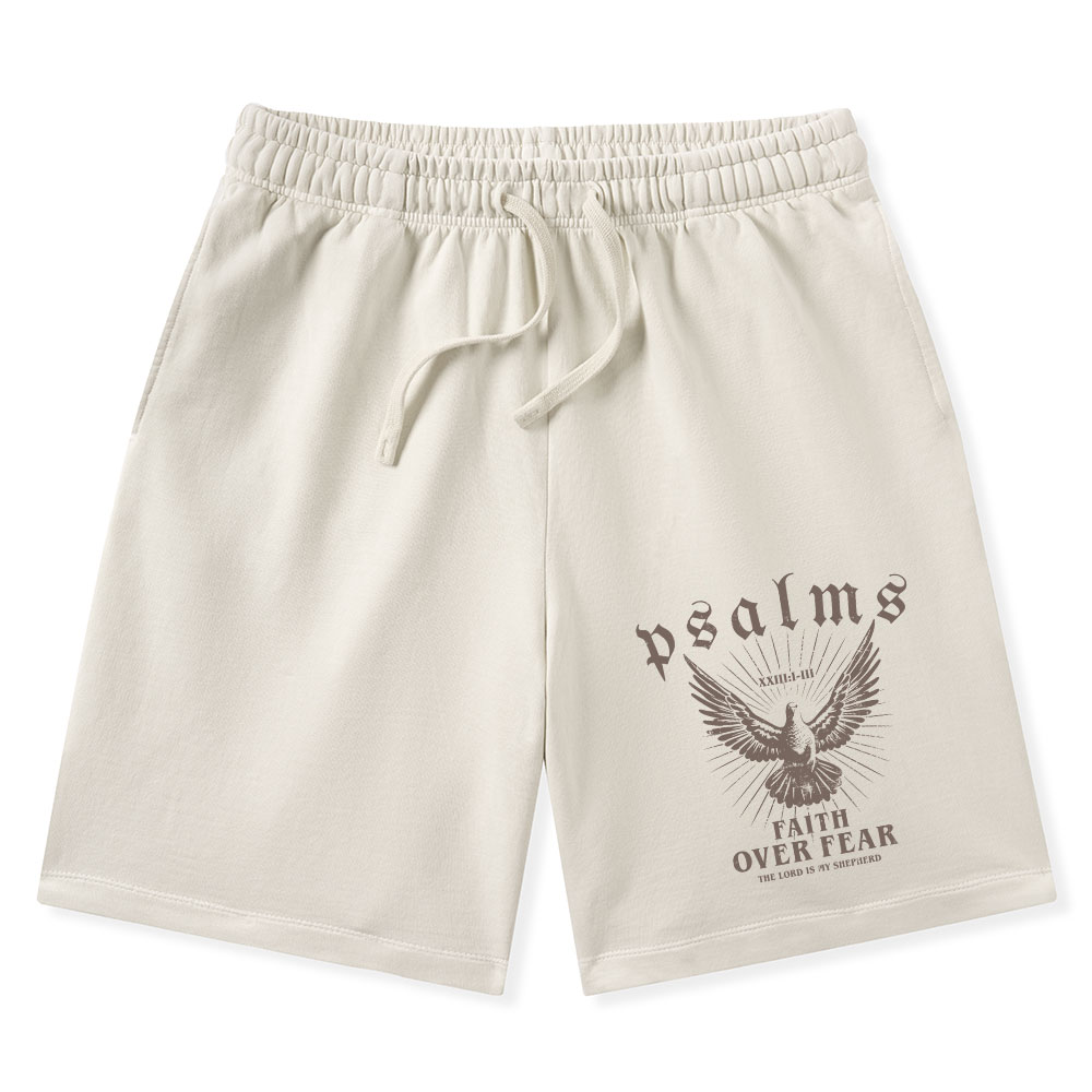 Faith Over Fear Christian Washed Shorts