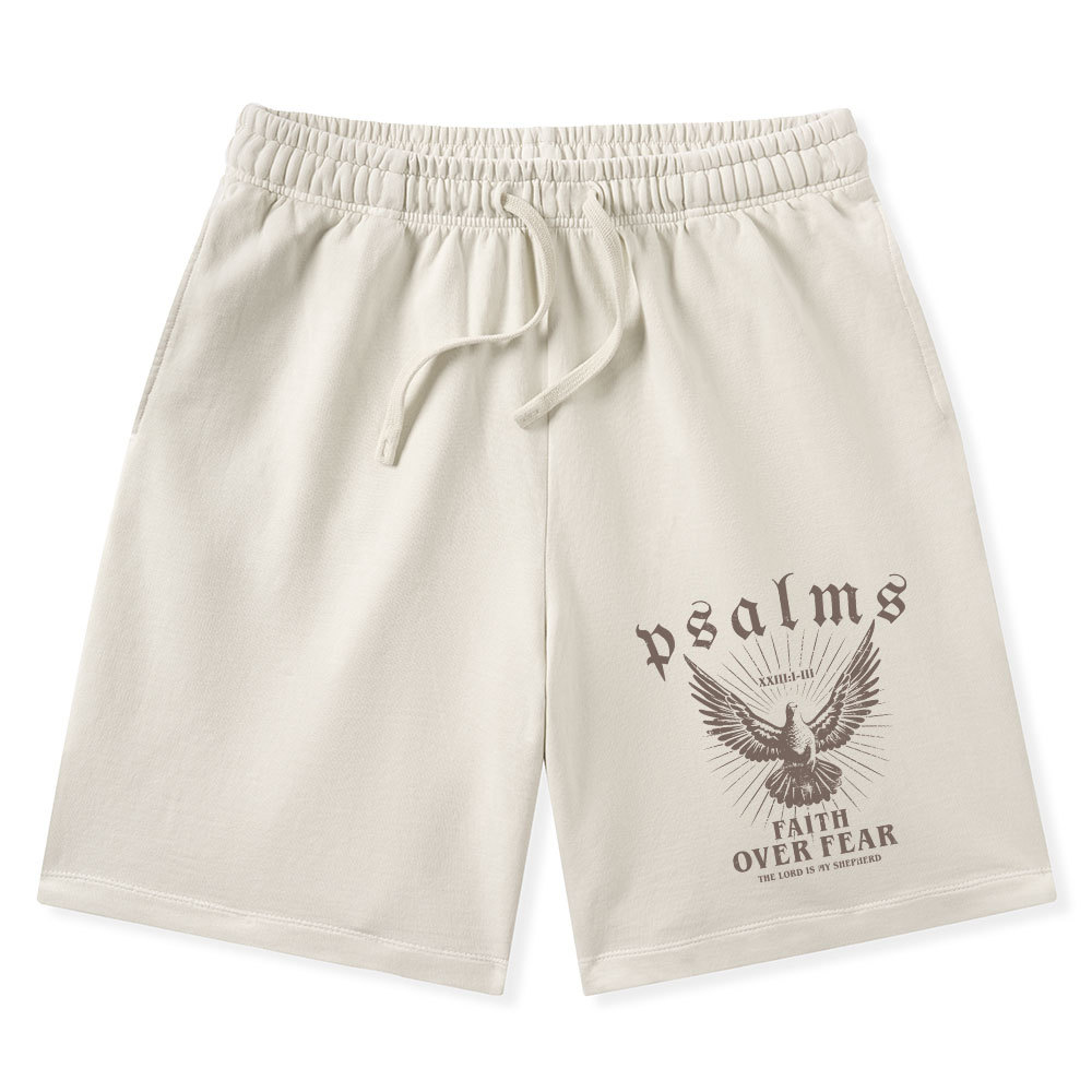 Faith Over Fear Christian Washed Shorts