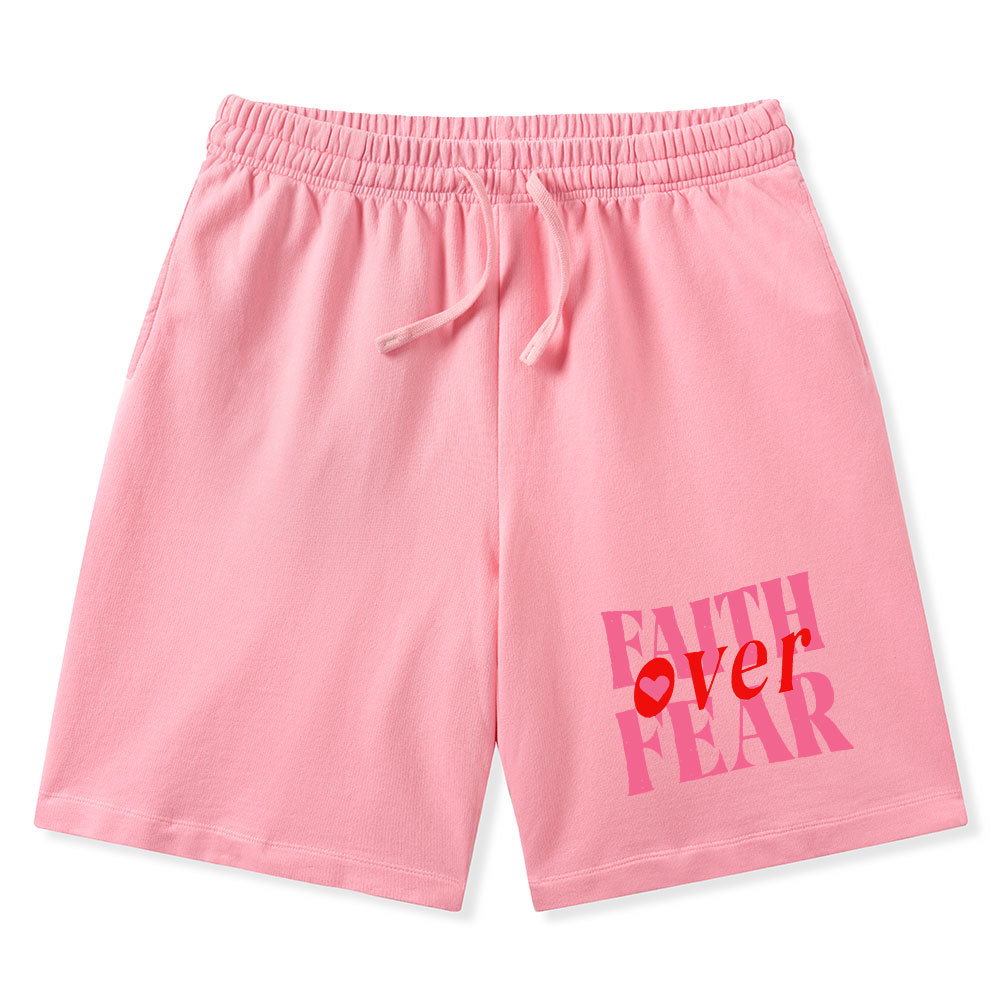 Faith Over Fear Christian Washed Shorts