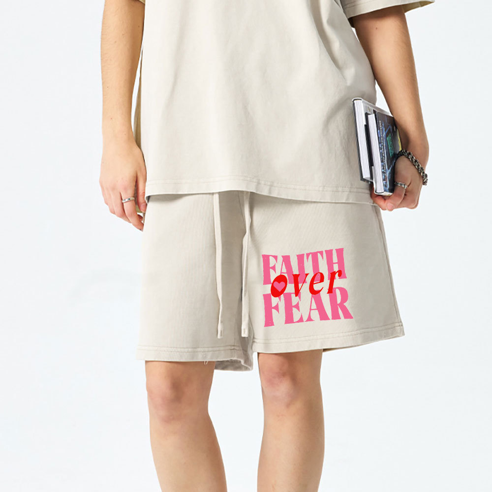 Faith Over Fear Christian Washed Shorts
