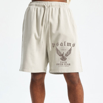 Faith Over Fear Christian Washed Shorts