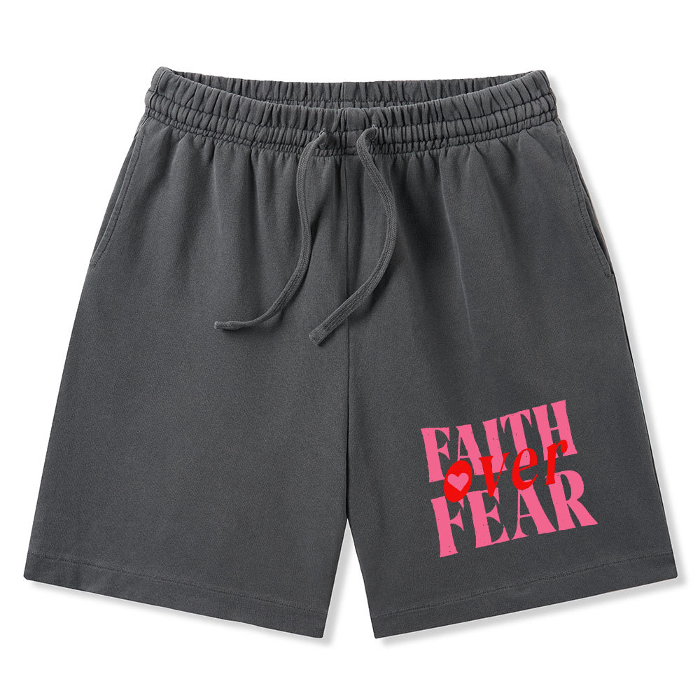 Faith Over Fear Christian Washed Shorts
