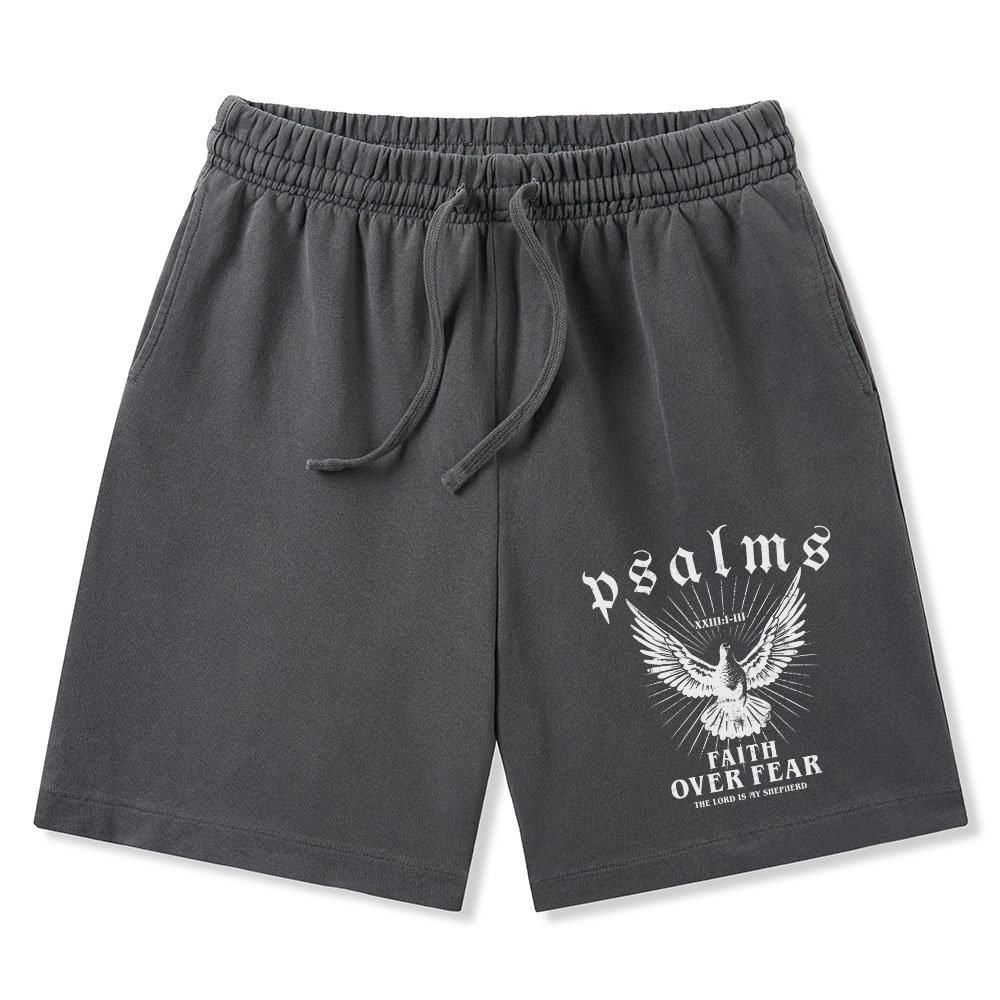 Faith Over Fear Christian Washed Shorts