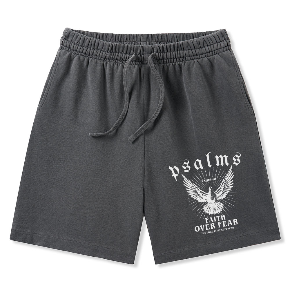 Faith Over Fear Christian Washed Shorts