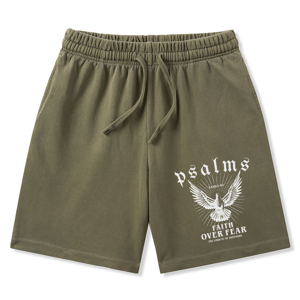 Faith Over Fear Christian Washed Shorts