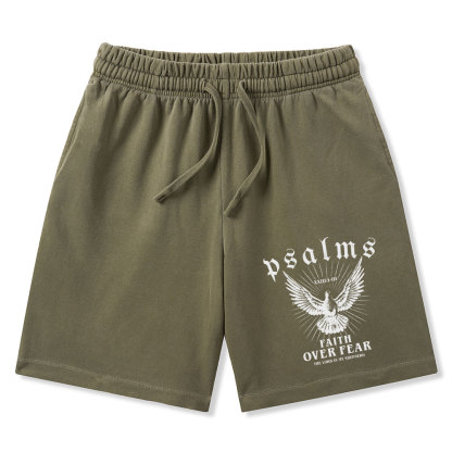 Faith Over Fear Christian Washed Shorts