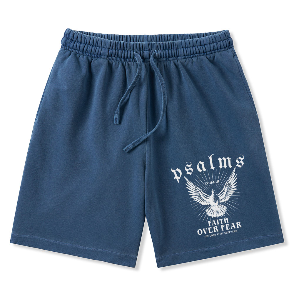 Faith Over Fear Christian Washed Shorts