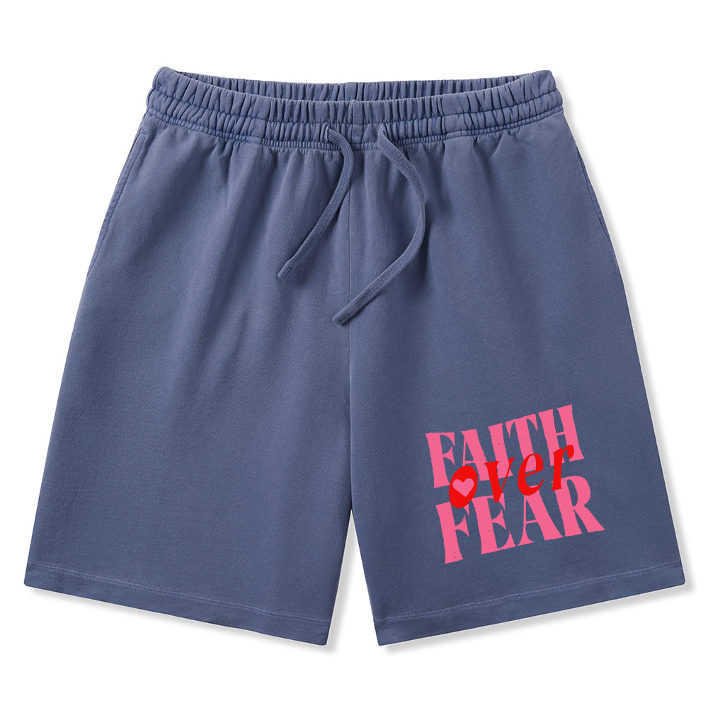 Faith Over Fear Christian Washed Shorts