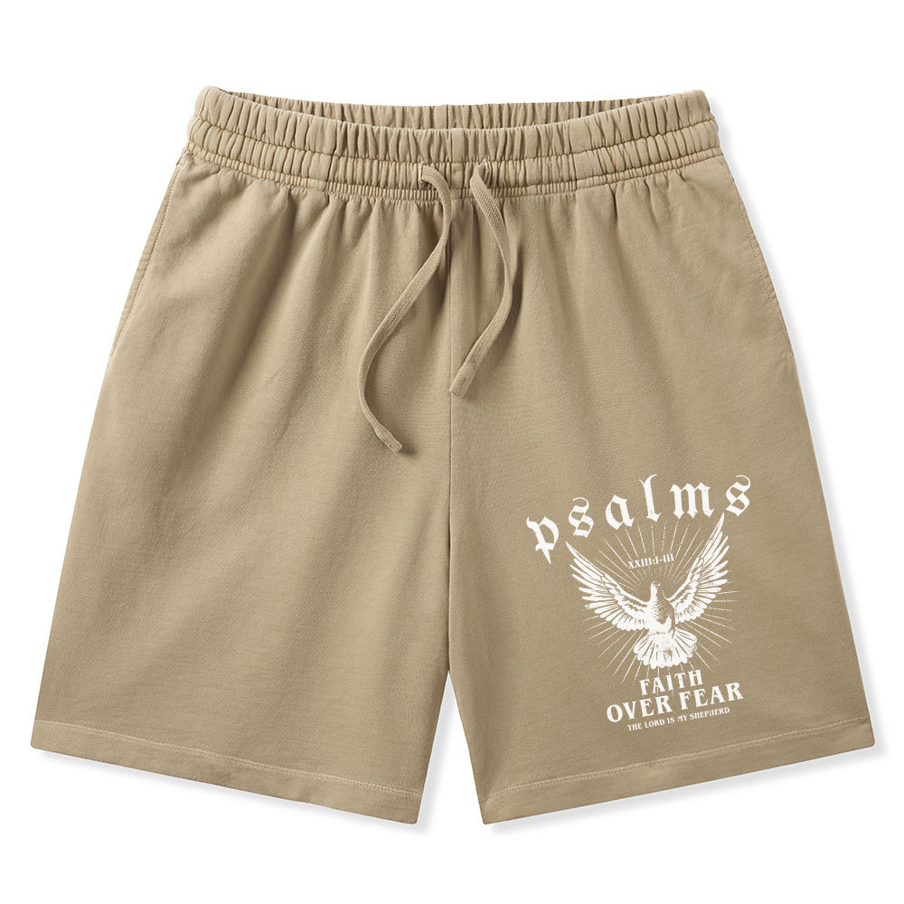 Faith Over Fear Christian Washed Shorts