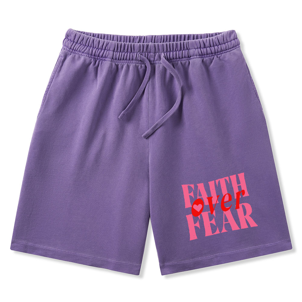 Faith Over Fear Christian Washed Shorts